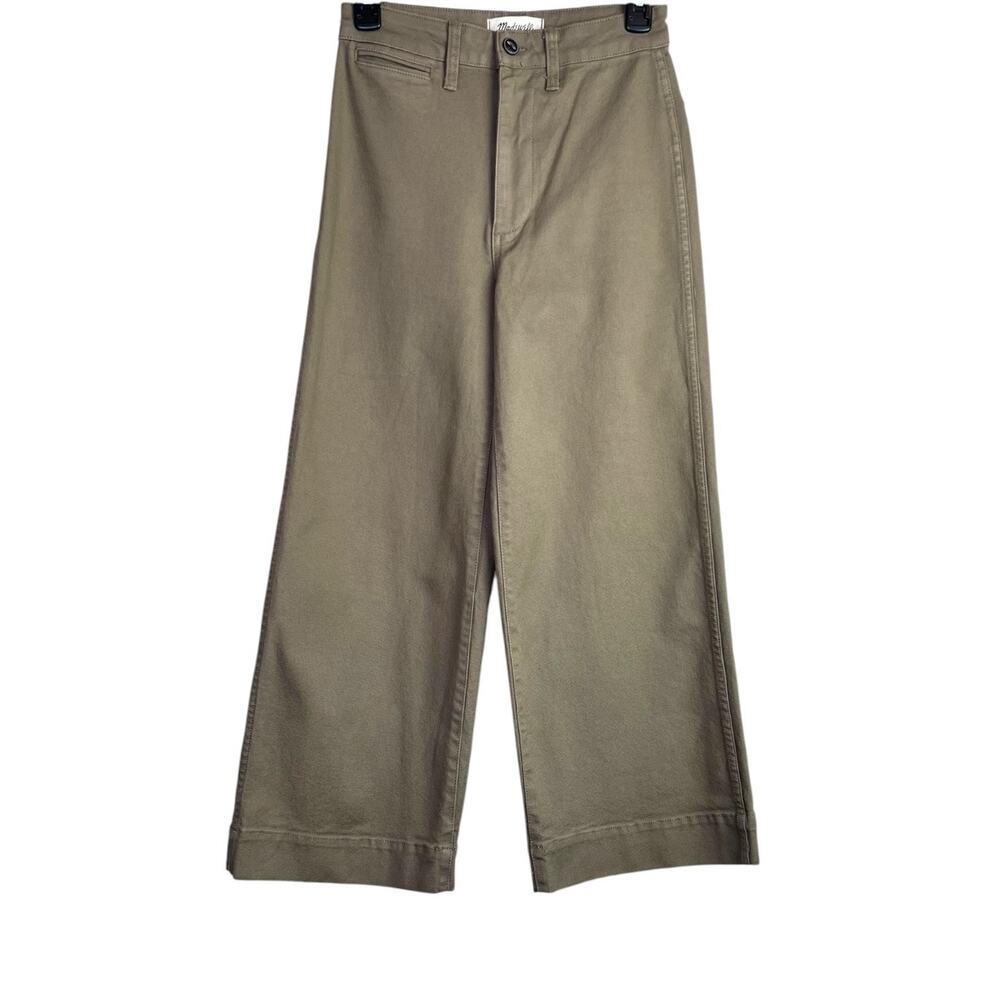 Madewell Utility Crop Wide Leg Pant High Rise in Olive Green Women's Sz. 24